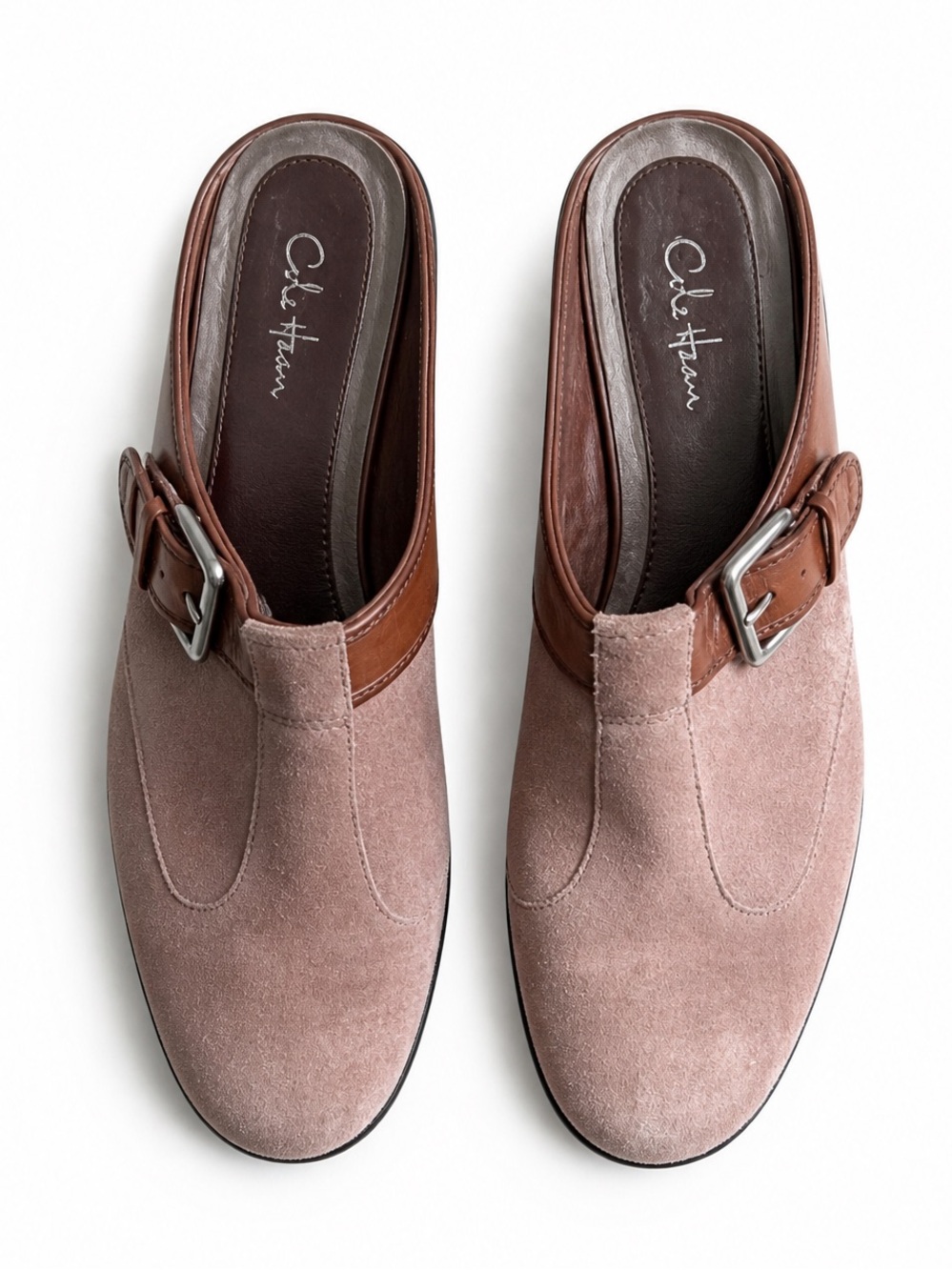 Cole Haan Air Brown Suede Leather Wedge Mules Slip-On Clogs Comfort Heels 9.5B